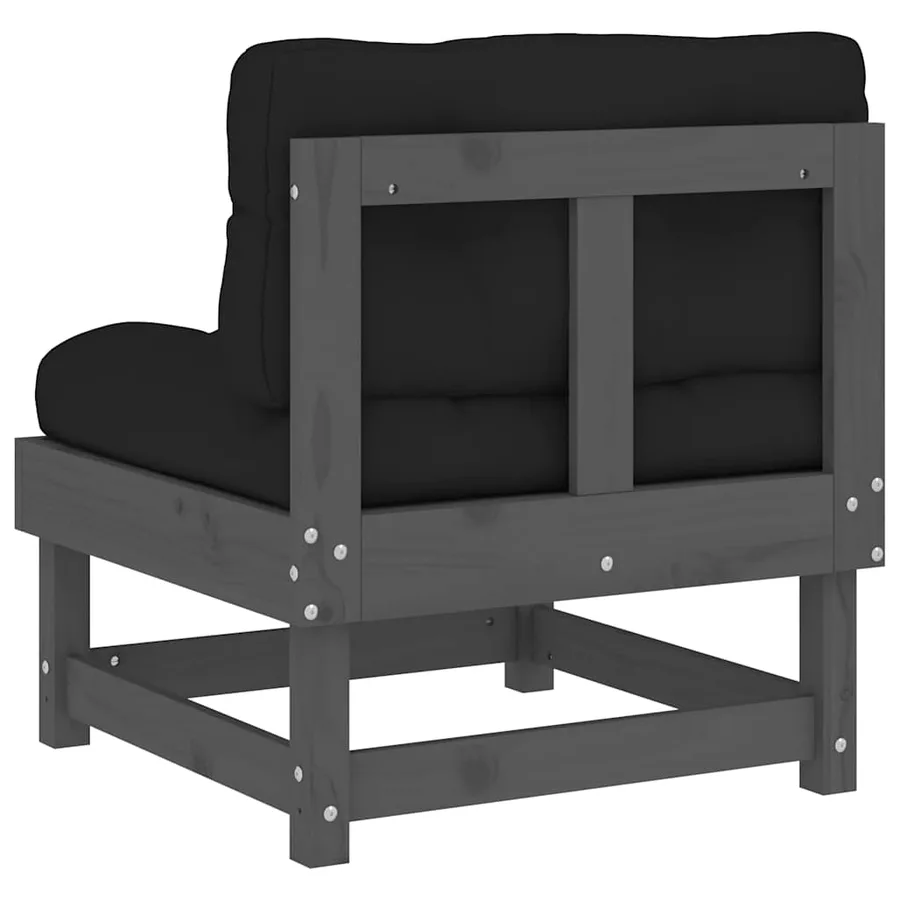 Canapés centraux avec coussins 2 pcs gris bois de pin massif - 7