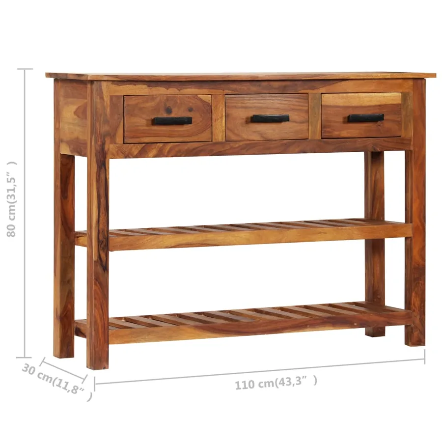 Buffet avec 3 tiroirs 110x30x80 cm Bois d'acacia massif - 9