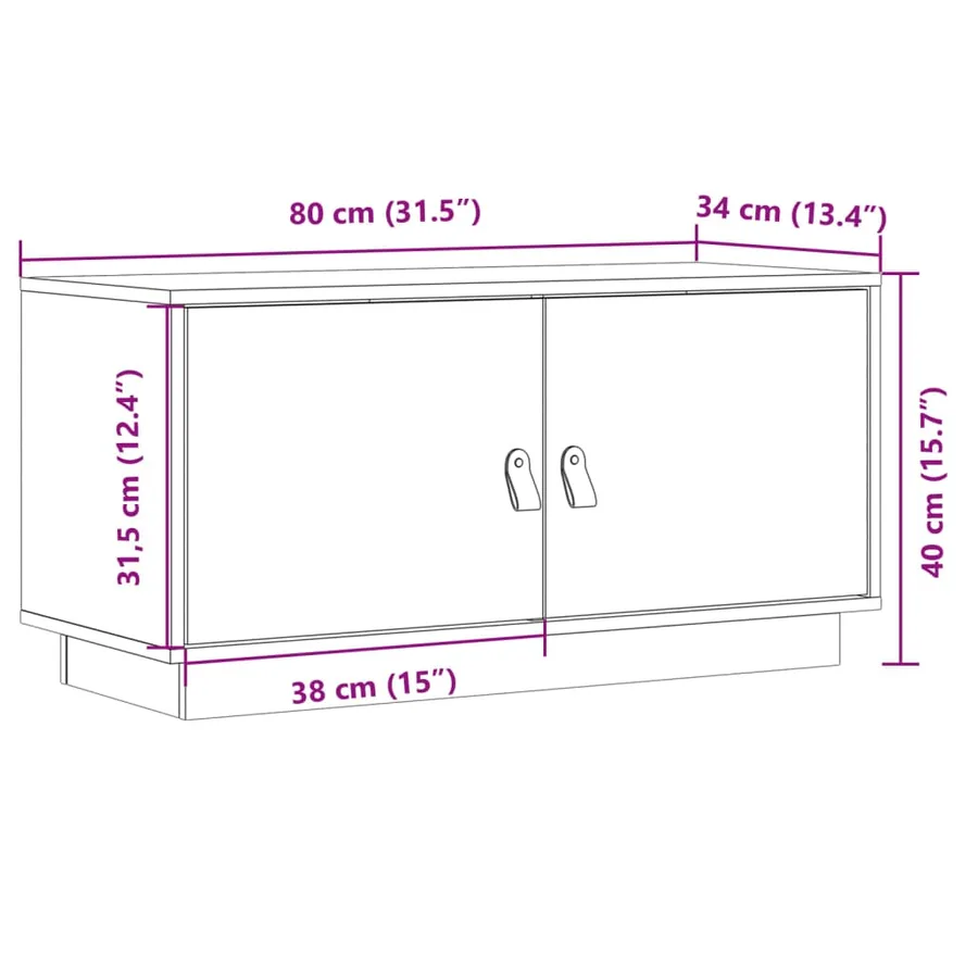 Meuble TV Gris 80x34x40 cm Bois de pin massif - 10