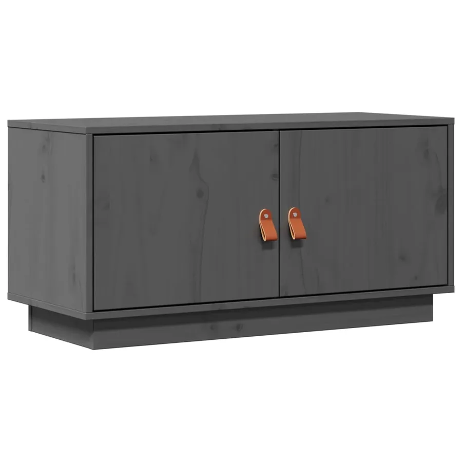 Meuble TV Gris 80x34x40 cm Bois de pin massif - 2