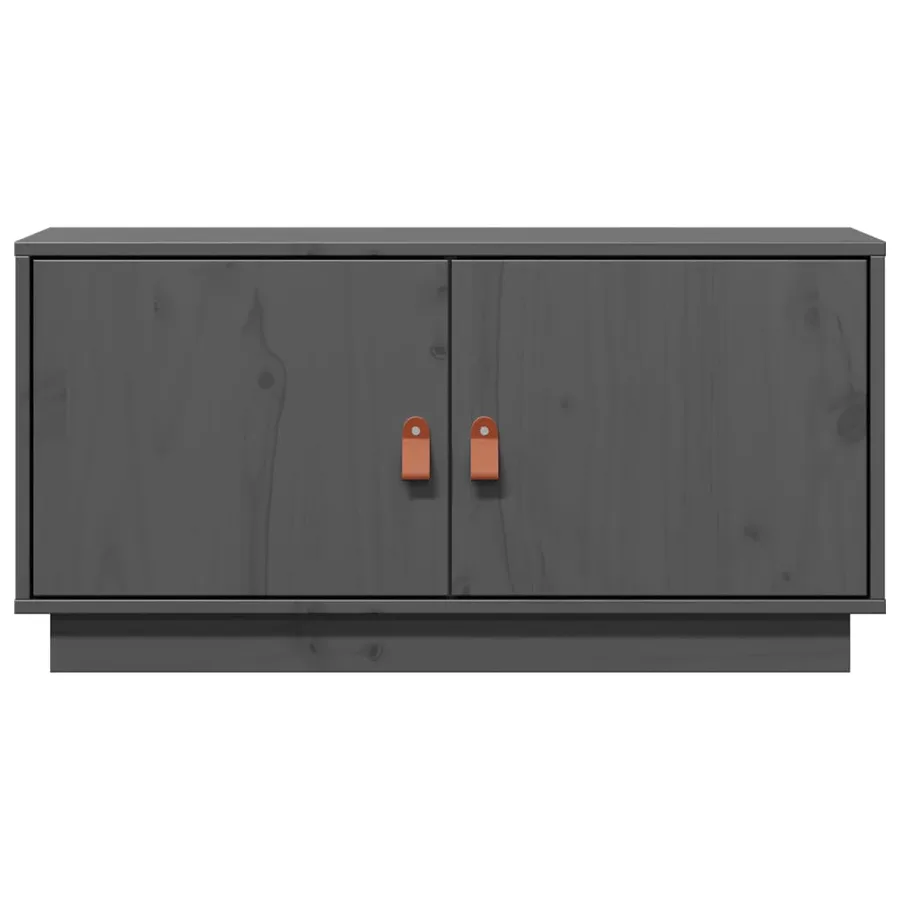 Meuble TV Gris 80x34x40 cm Bois de pin massif - 4
