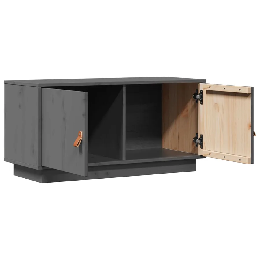 Meuble TV Gris 80x34x40 cm Bois de pin massif - 5