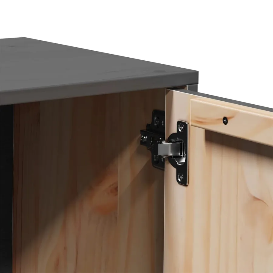 Meuble TV Gris 80x34x40 cm Bois de pin massif - 8