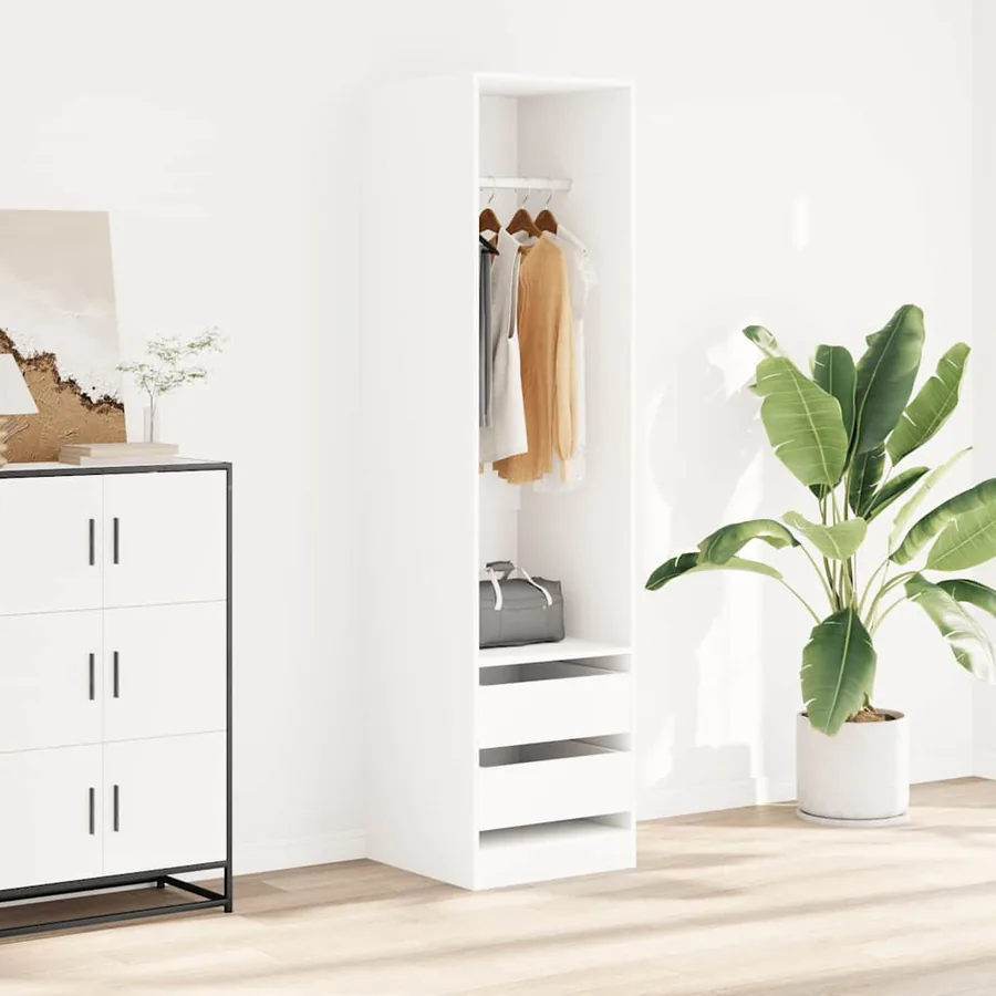 Garde-robe avec tiroirs Blanc 50x50x200 cm Bois d'ingénierie