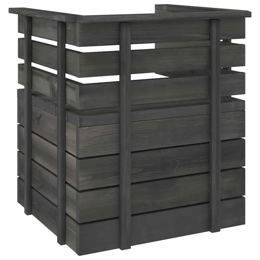 Fauteuil de jardin Bois de pin massif Gris foncé - 3