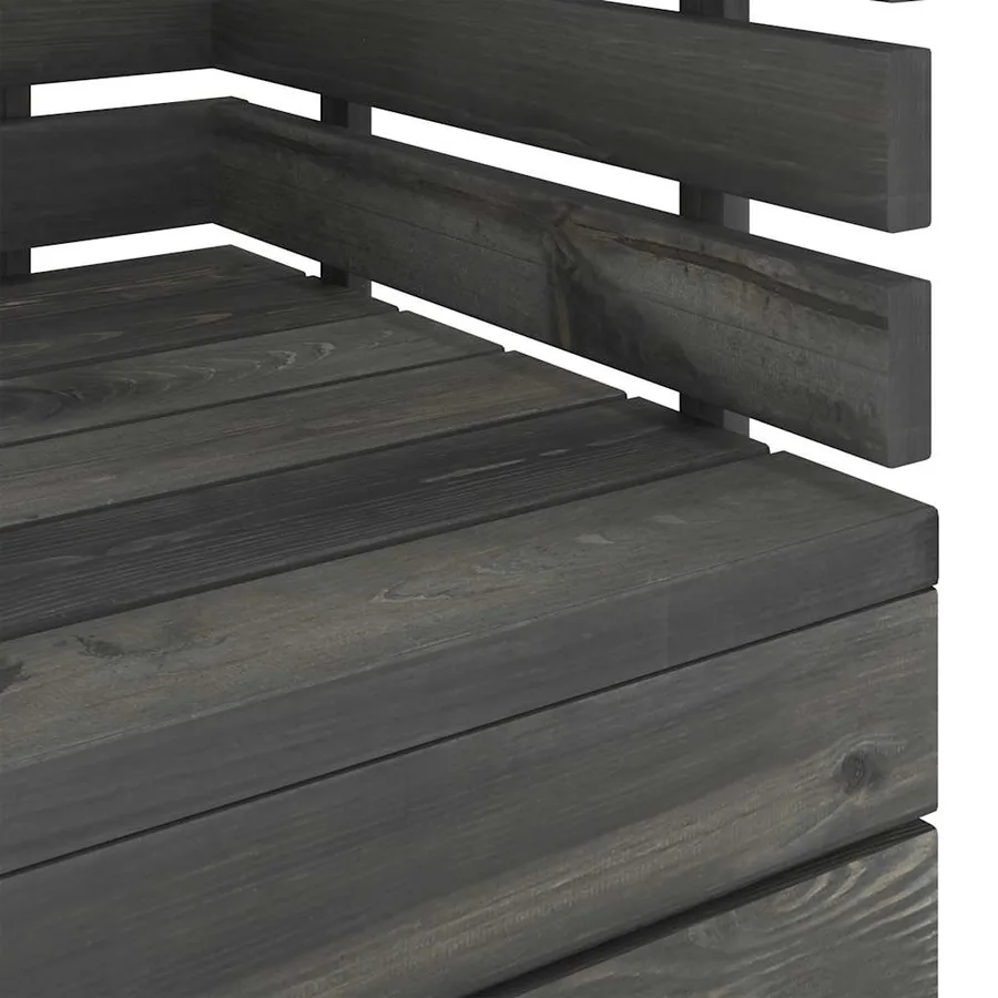 Fauteuil de jardin Bois de pin massif Gris foncé - 5