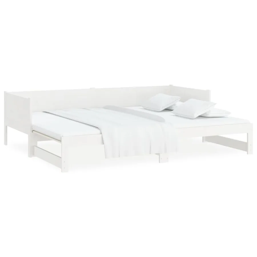 Lit coulissant sans matelas blanc 2x(90x190) cm - 10