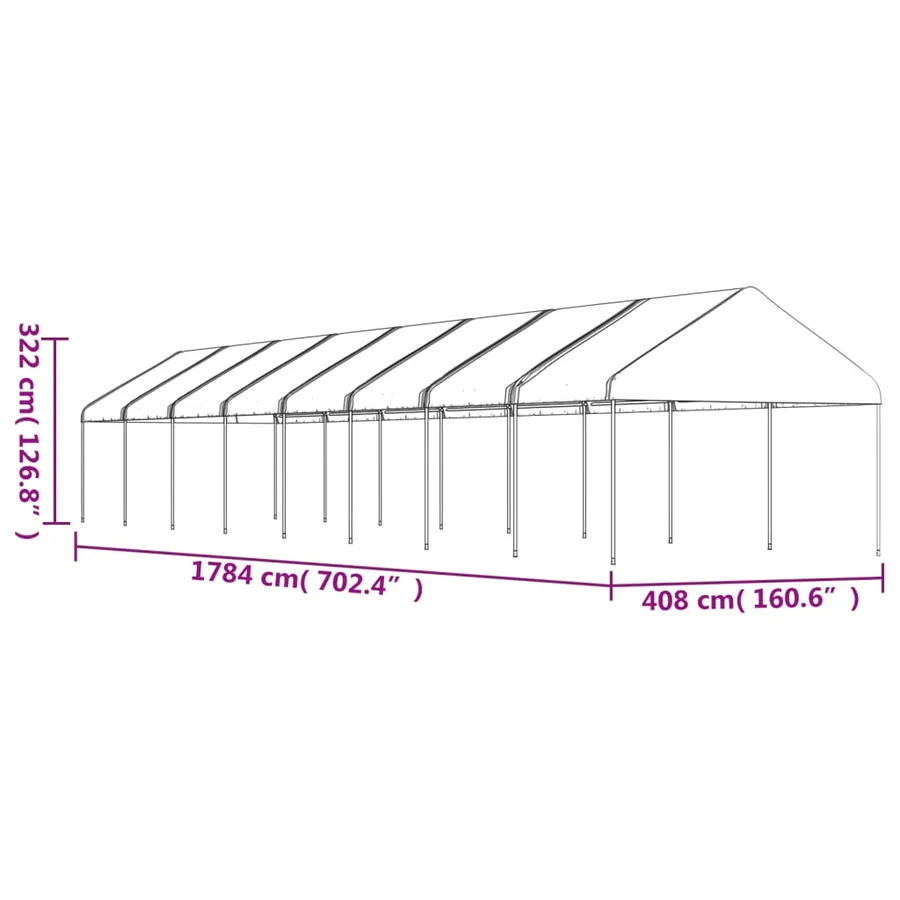 Belvédère avec toit blanc 17,84x4,08x3,22 m polyéthylène - 5