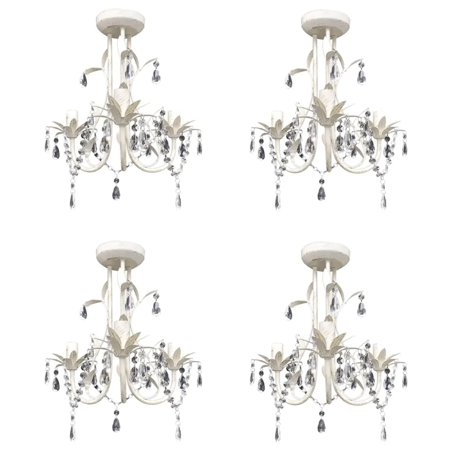 Lustres suspendus à cristaux 4 pcs Blanc élégant