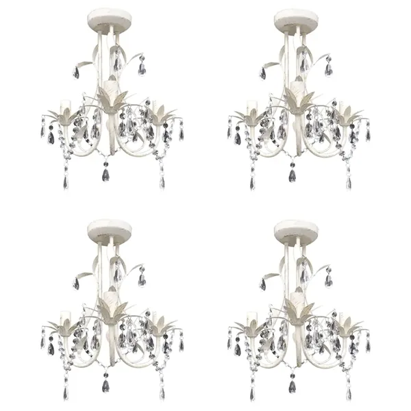 Lustres suspendus à cristaux 4 pcs Blanc élégant