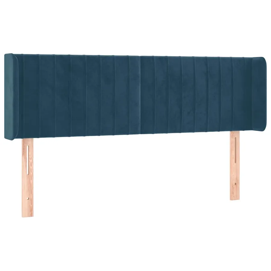 Tête de lit avec oreilles Bleu foncé 147x16x78/88 cm Velours - 2