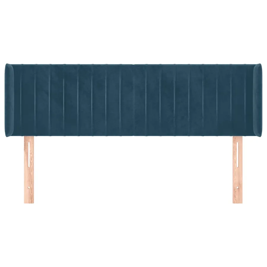 Tête de lit avec oreilles Bleu foncé 147x16x78/88 cm Velours - 3