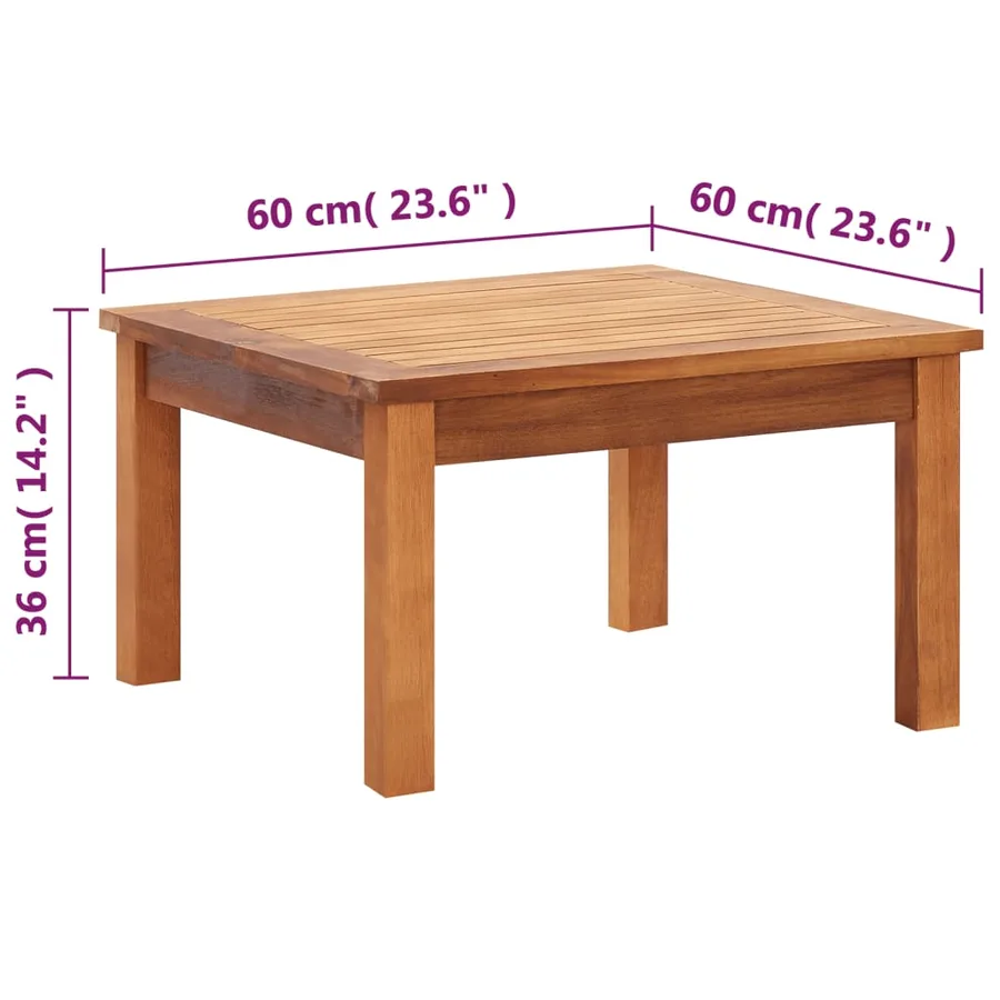 Table basse de jardin 60x60x36 cm Bois solide d'acacia - 6