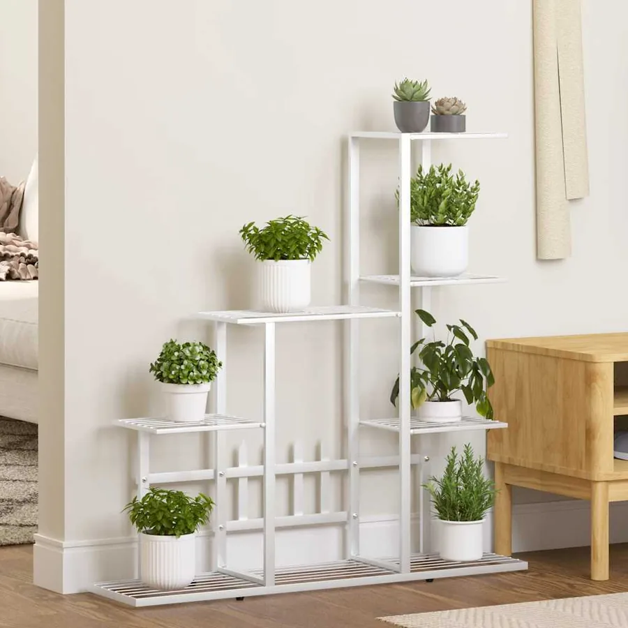Support pour plantes 94,5x25x88 cm Blanc Métal