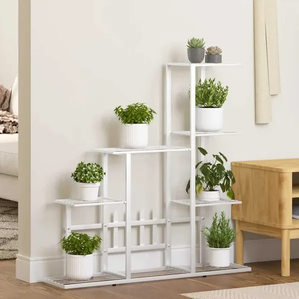 Support pour plantes 94,5x25x88 cm Blanc Métal