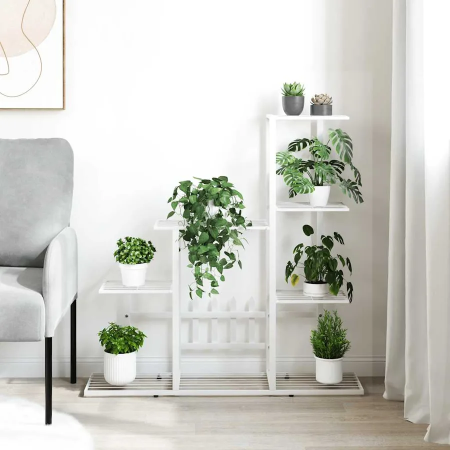 Support pour plantes 94,5x25x88 cm Blanc Métal - 3
