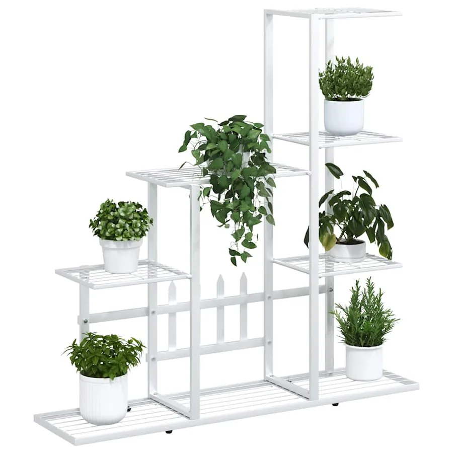 Support pour plantes 94,5x25x88 cm Blanc Métal - 4