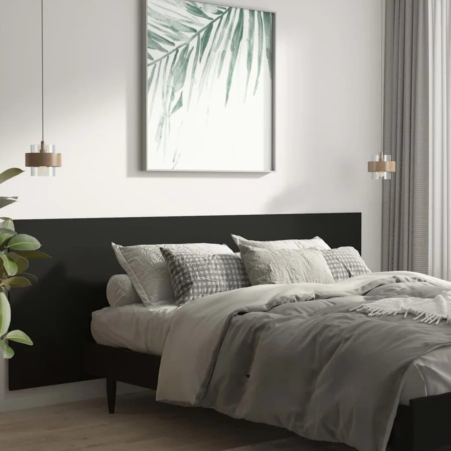 Tête de lit murale Noir 240x1,5x80 cm Bois d'ingénierie - 3