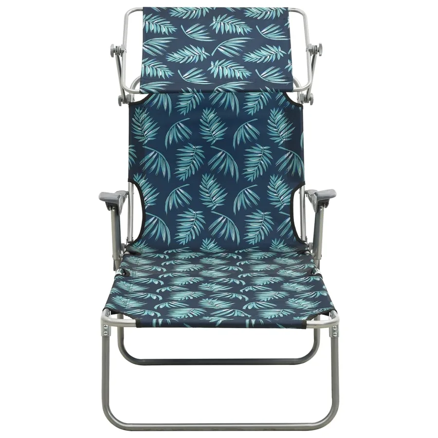 Chaise longue avec auvent acier motif de feuilles - 2