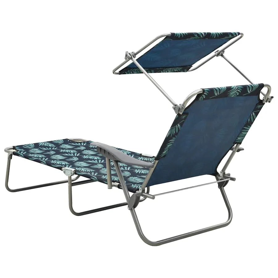 Chaise longue avec auvent acier motif de feuilles - 3