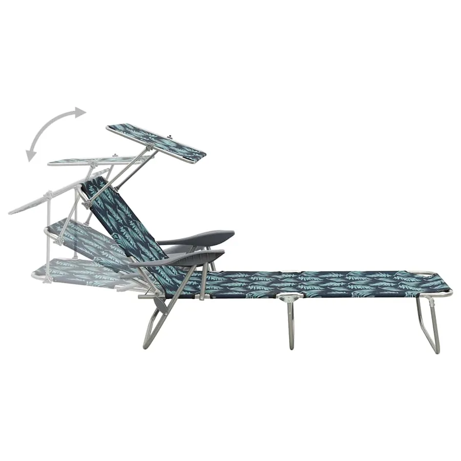 Chaise longue avec auvent acier motif de feuilles - 4