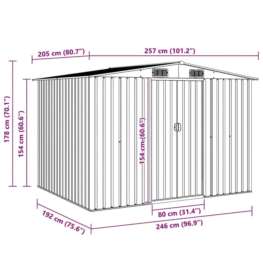 Abri de stockage pour jardin Métal Vert 257 x 205 x 178 cm - 9
