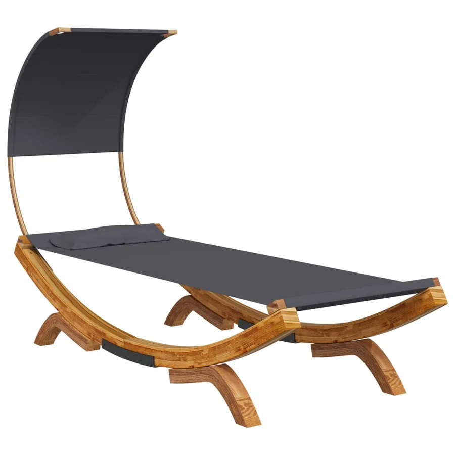 Lit repos et auvent 100x200x126 cm Bois courbé Anthracite - 2