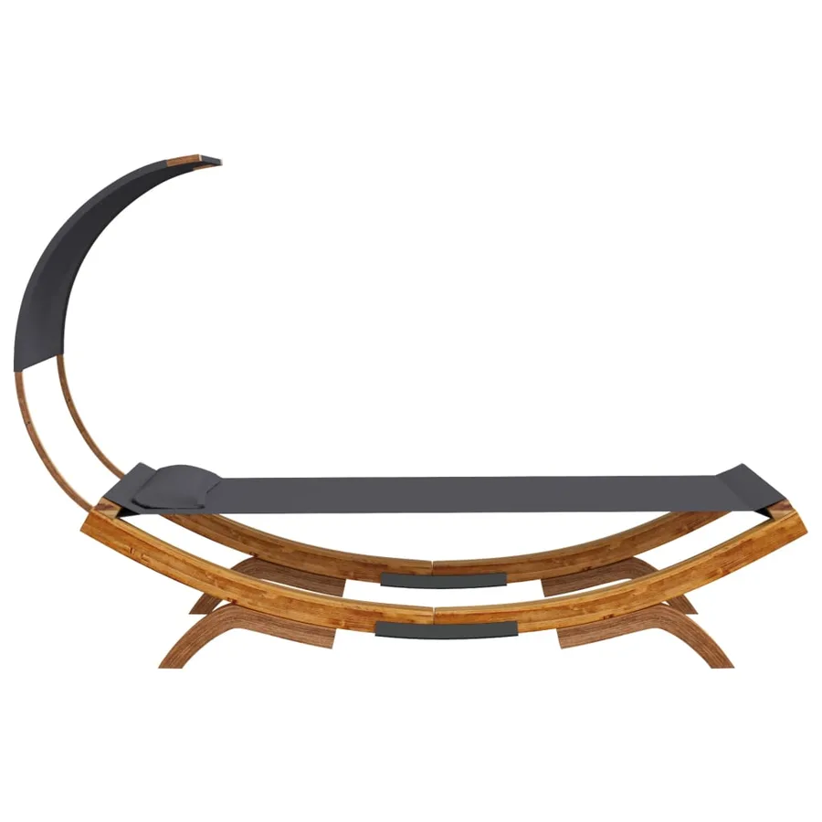 Lit repos et auvent 100x200x126 cm Bois courbé Anthracite - 4