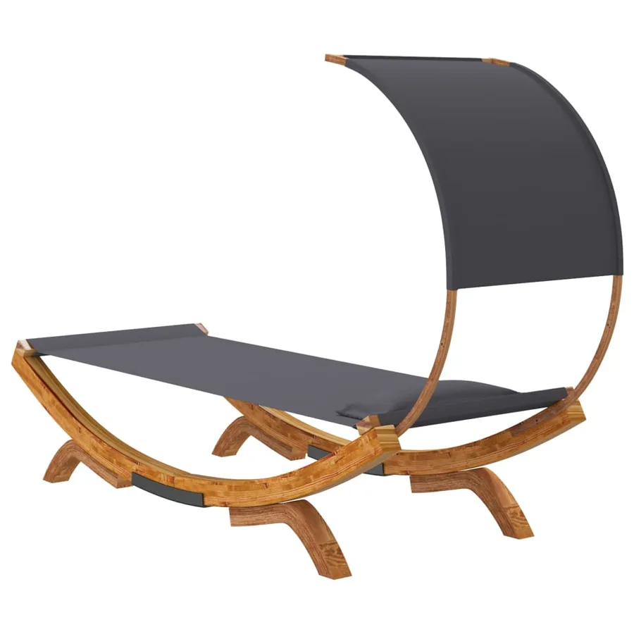 Lit repos et auvent 100x200x126 cm Bois courbé Anthracite - 5