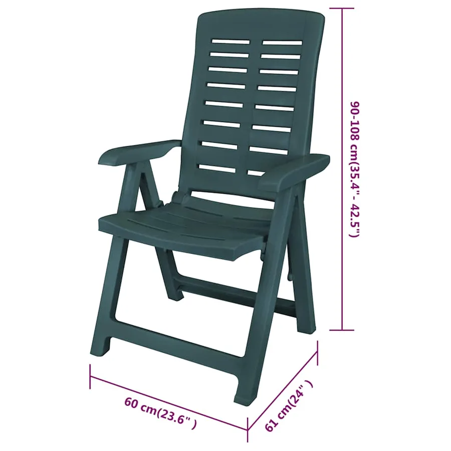 Chaises inclinables de jardin lot de 6 Plastique Vert - 8