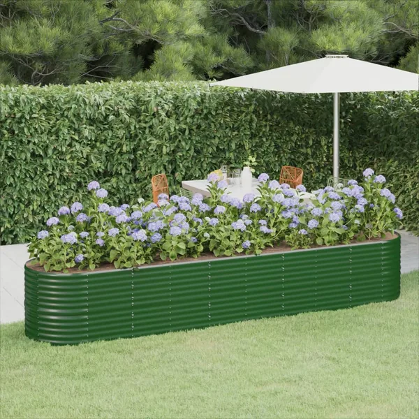 Lit surélevé de jardin Acier galvanisé 368x80x68 cm Vert