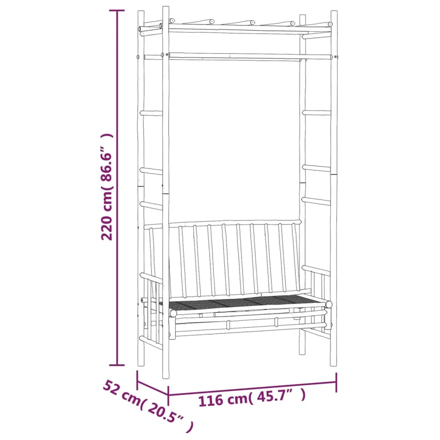 Banc de jardin avec pergola 116 cm Bambou - 6