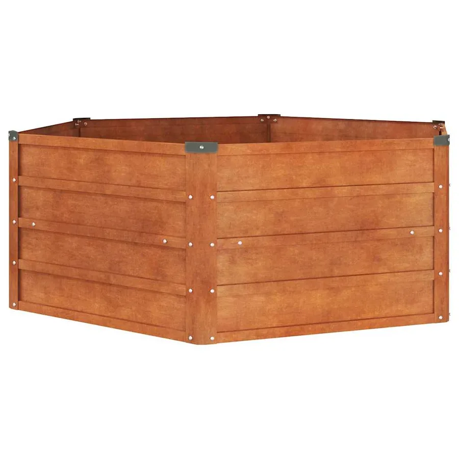 Lit surélevé de jardin rouillé 129x129x45 cm acier corten - 2