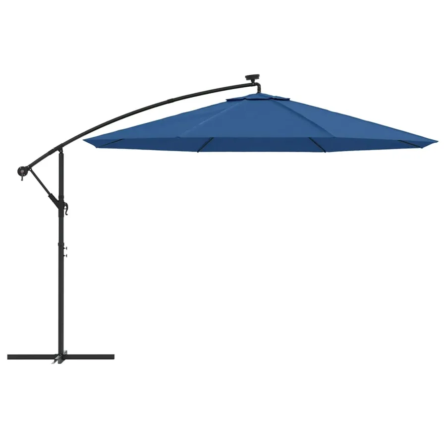 Parasol de jardin en porte-à-faux avec lumières LED bleu azuré - 4