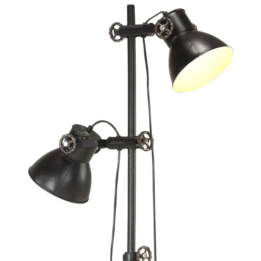 Lampadaire avec 2 abat-jour Noir E27 Fonte - 5