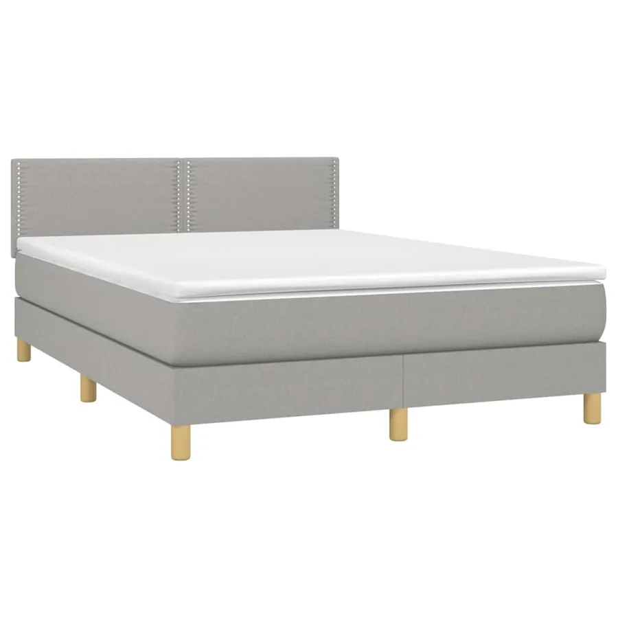 Sommier à lattes de lit et matelas et LED Gris clair 140x200 cm - 4