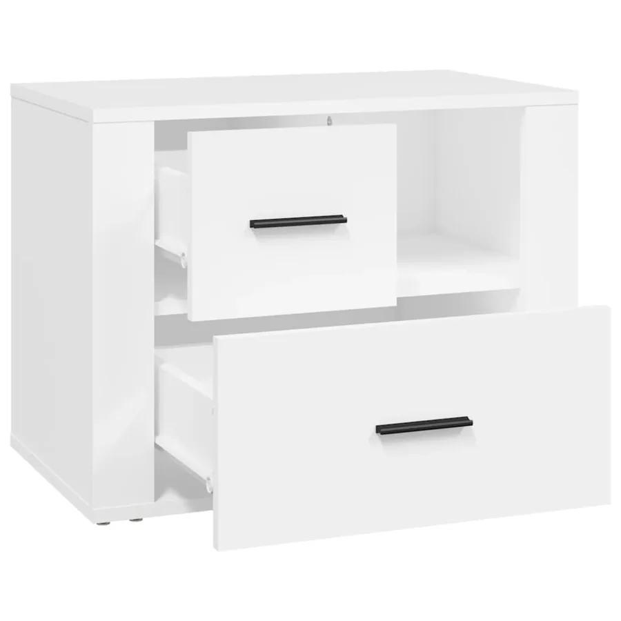 Table de chevet Blanc 60x36x45 cm Bois d'ingénierie - 7