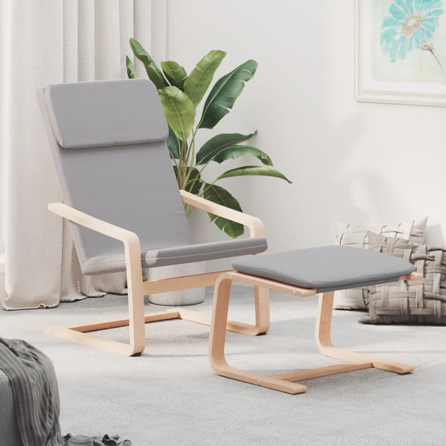 Chaise de relaxation avec repose-pied Gris clair Tissu