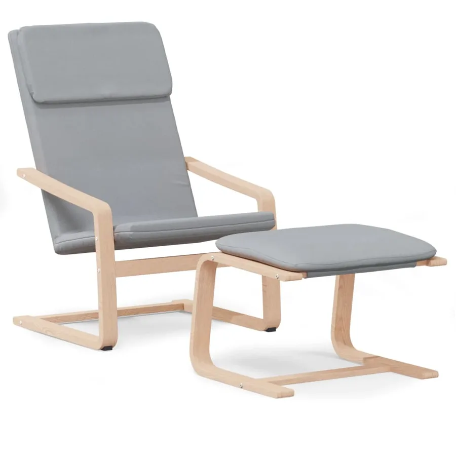 Chaise de relaxation avec repose-pied Gris clair Tissu - 2