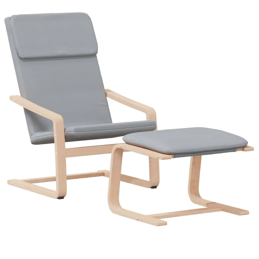 Chaise de relaxation avec repose-pied Gris clair Tissu - 3