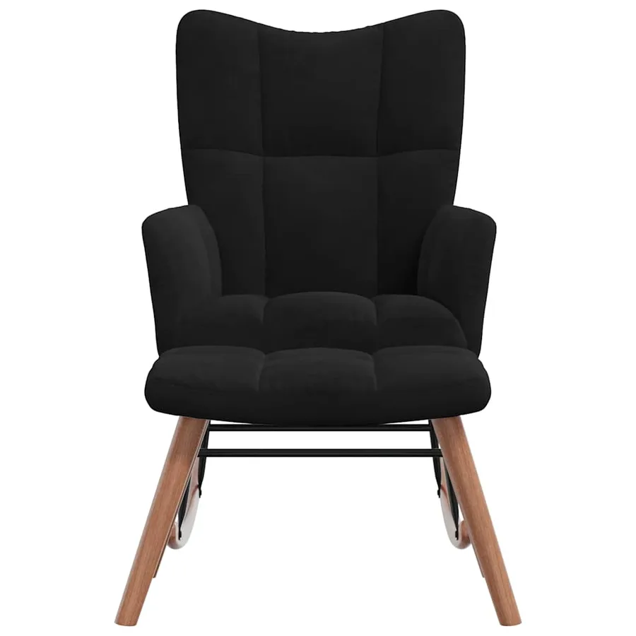 Chaise à bascule avec repose-pied Noir Velours - 4