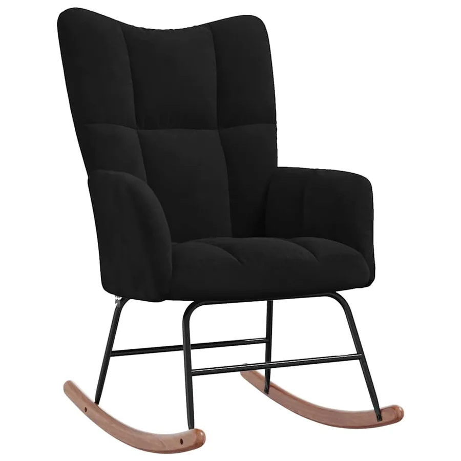 Chaise à bascule avec repose-pied Noir Velours - 7