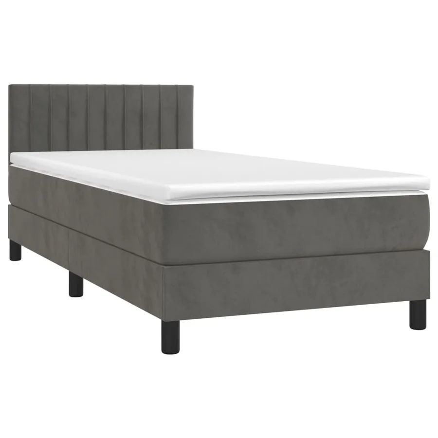 Sommier à lattes de lit et matelas et LED Gris foncé 90x200cm - 3