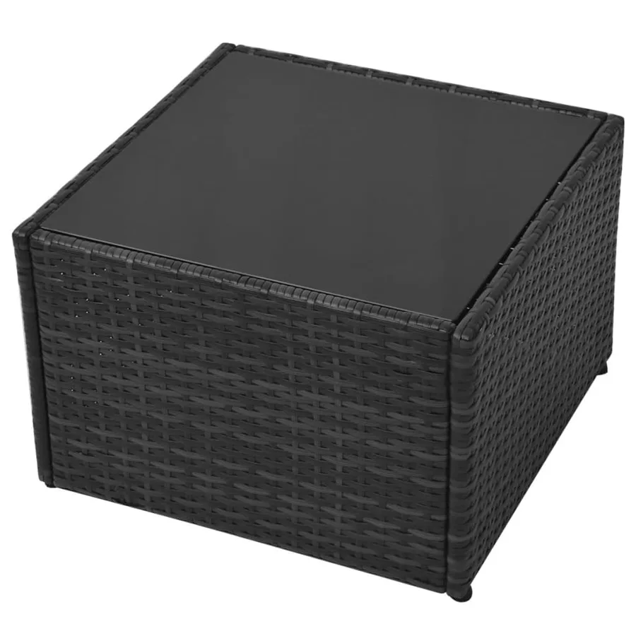 Salon de jardin 5 pcs avec coussins résine tressée noir - 10