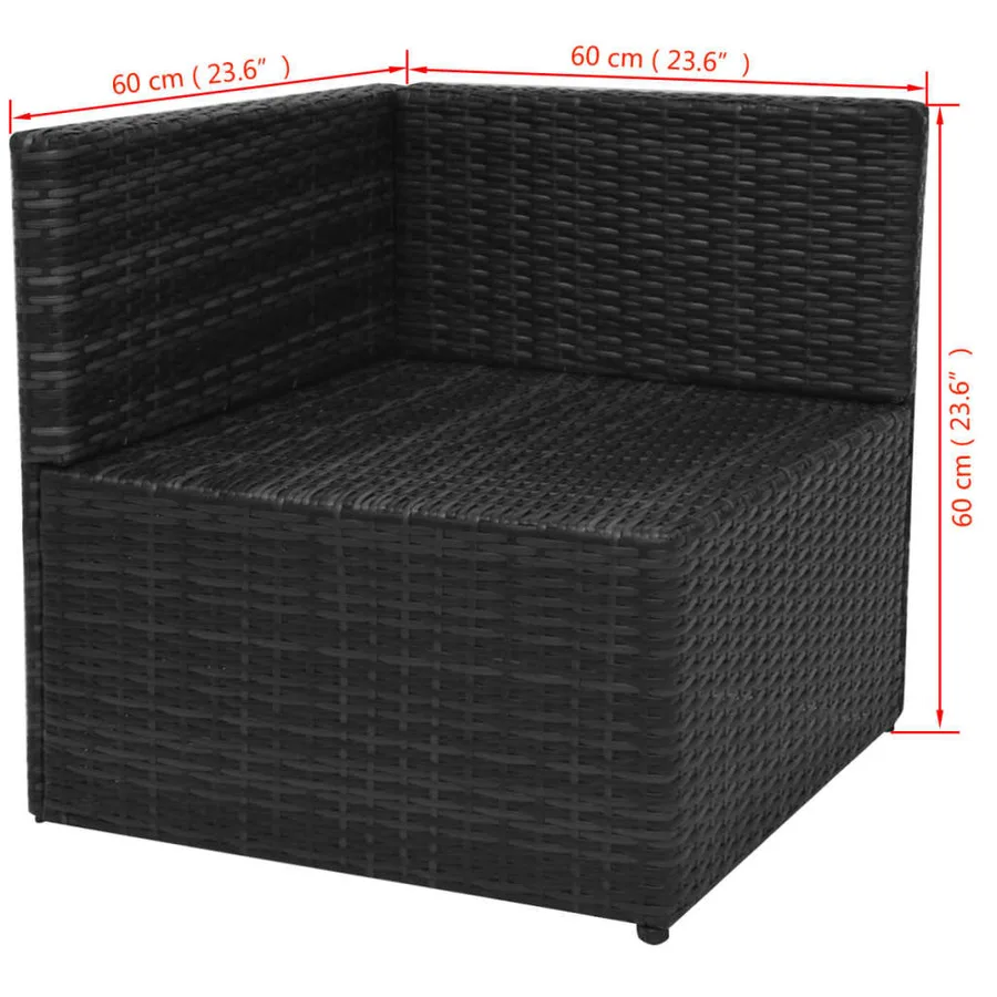 Salon de jardin 5 pcs avec coussins résine tressée noir - 11