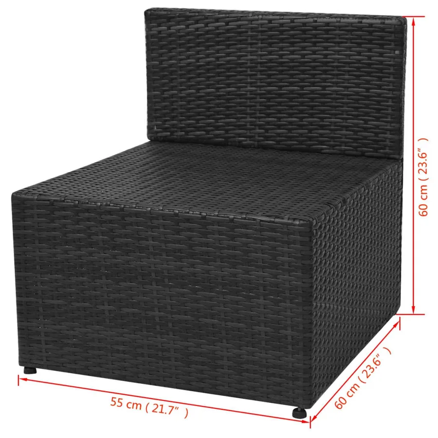 Salon de jardin 5 pcs avec coussins résine tressée noir - 12