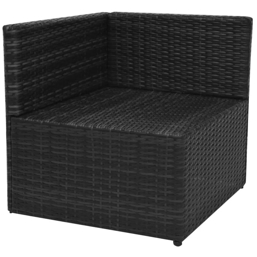 Salon de jardin 5 pcs avec coussins résine tressée noir - 8