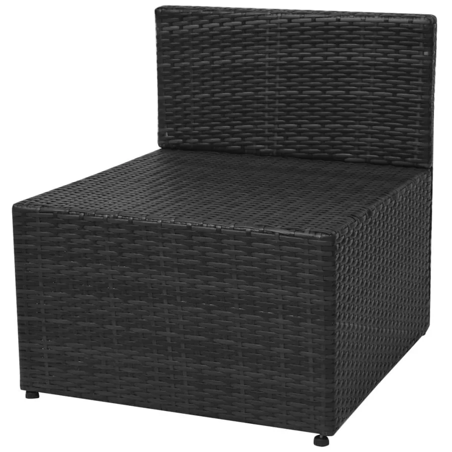 Salon de jardin 5 pcs avec coussins résine tressée noir - 9