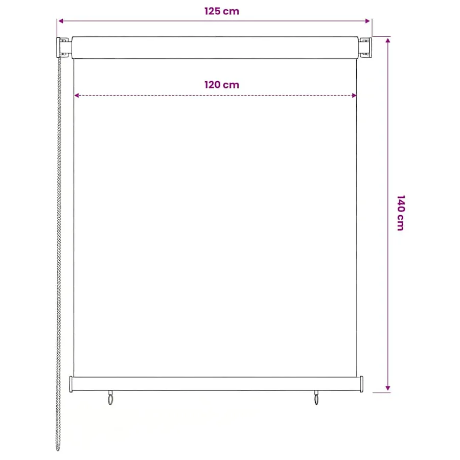Store roulant d'extérieur 125 (l) x 140 (H) cm noir - 6