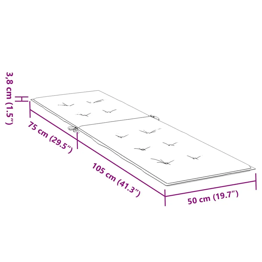 Coussin de chaise de terrasse crème (75+105)x50x4 cm - 9